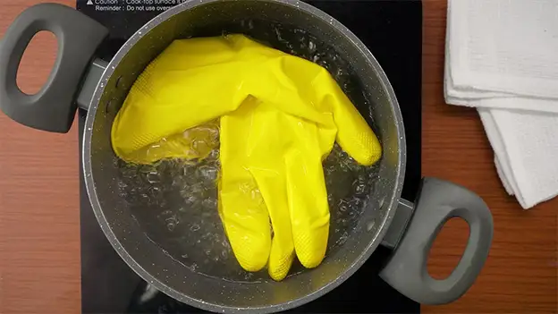 How do you shrink latex gloves