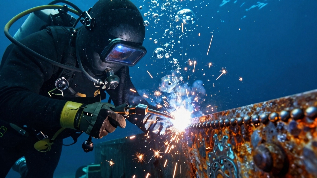 welder operates submerged arc