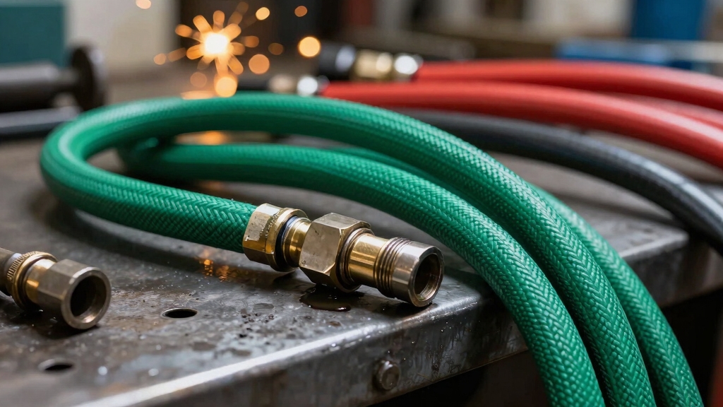 green and blue oxygen hoses