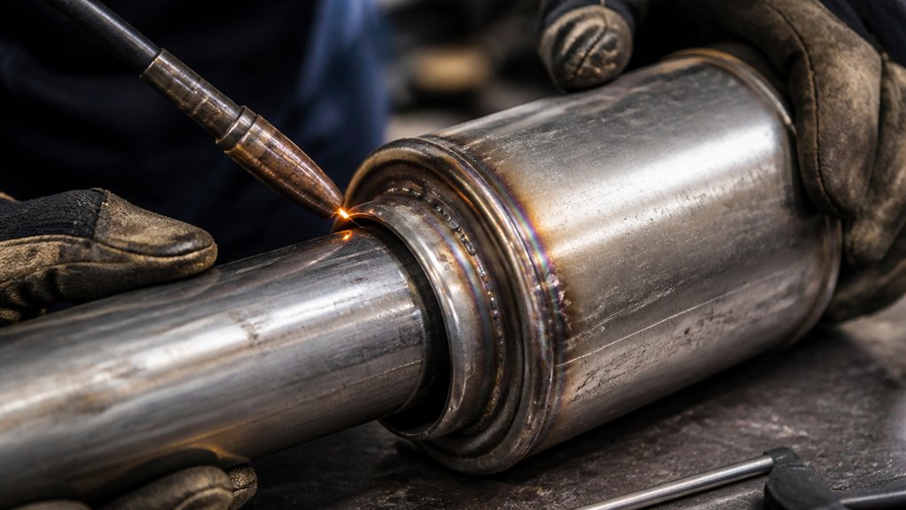 pipe welded to muffler