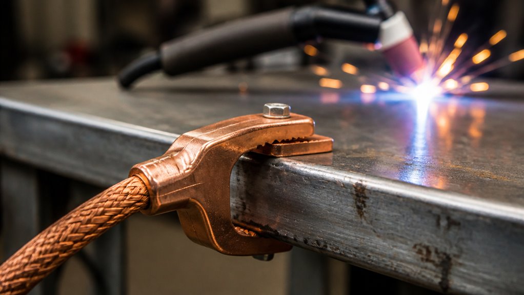 secure welding equipment earth connection