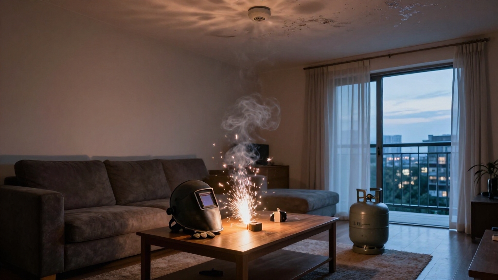 apartment welding fire fumes