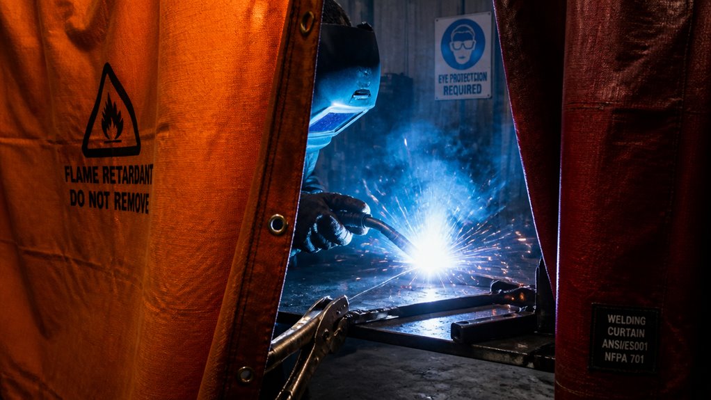 protects workers from sparks