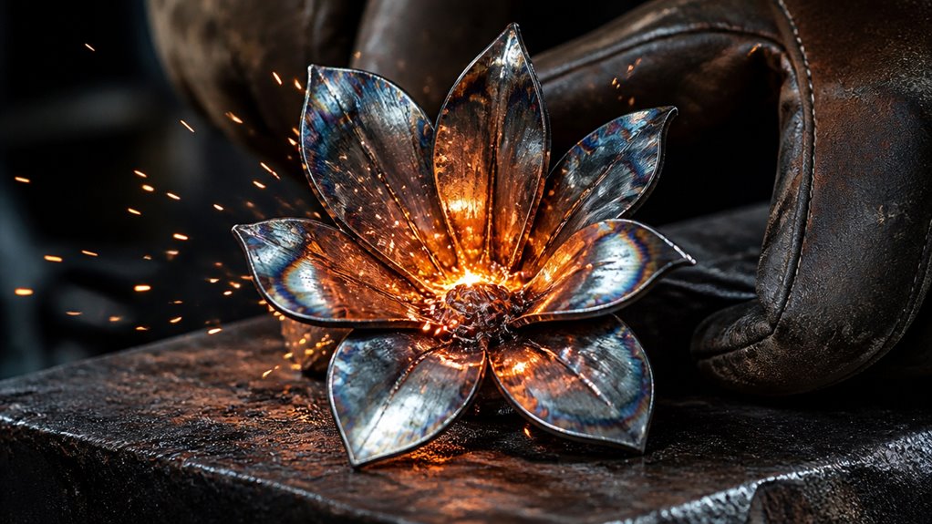welded decorative floral sculptures